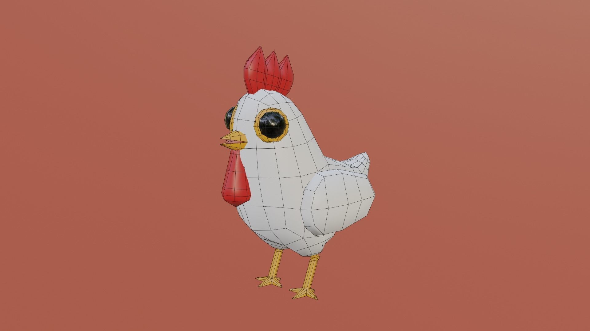 White Chicken Low-poly 3D model_1