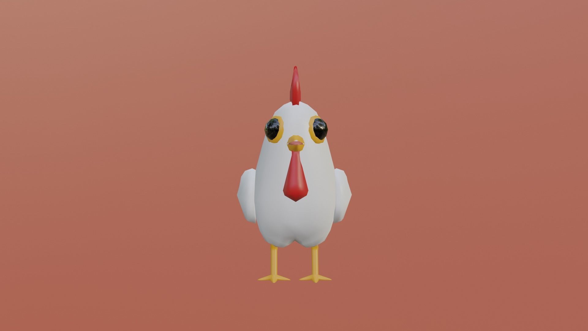 White Chicken Low-poly 3D model_5