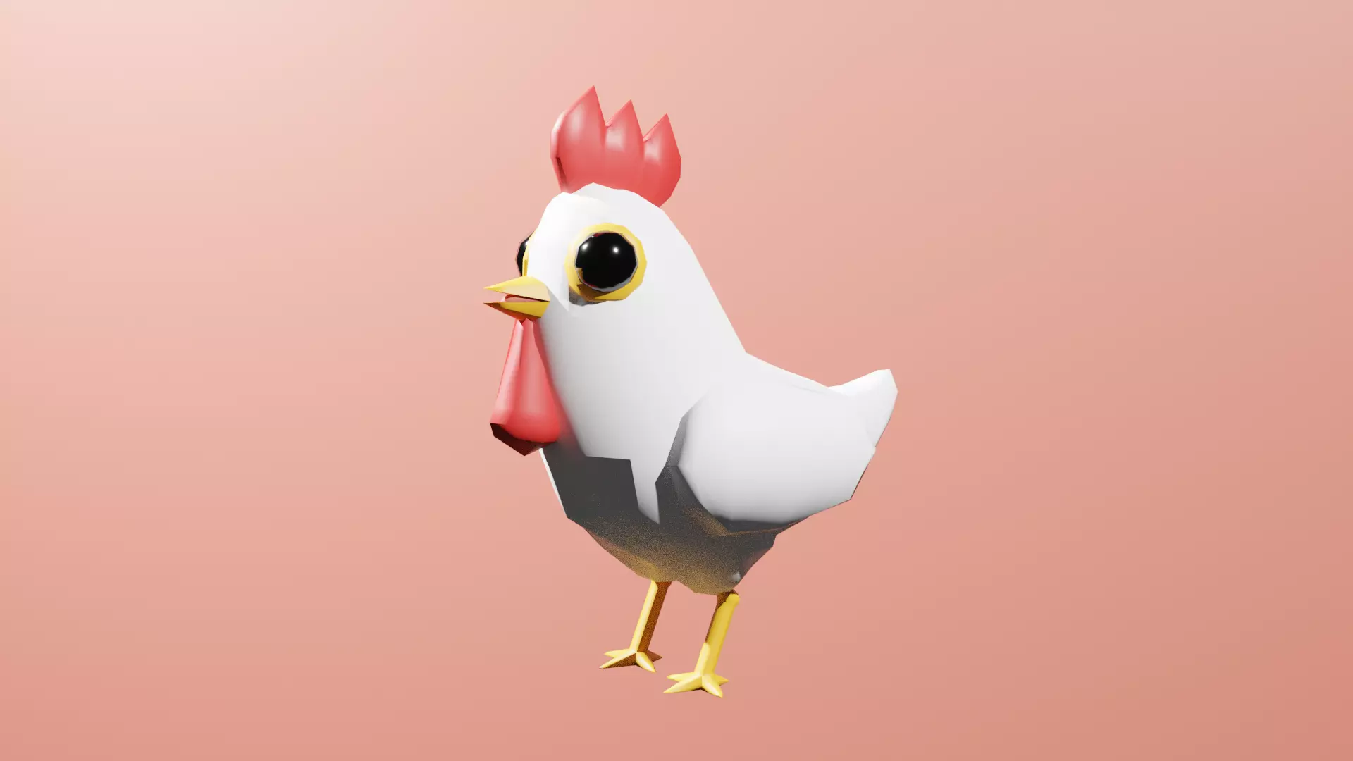 White Chicken Low-poly 3D model_0