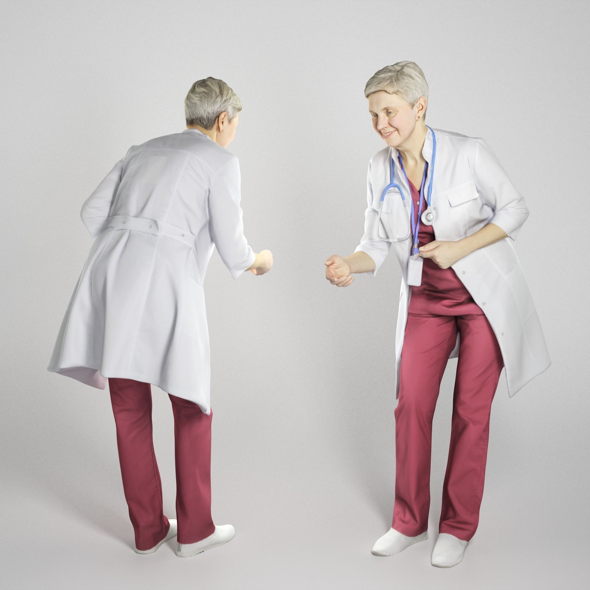 Female doctor bending over 268 Low-poly 3D model_1