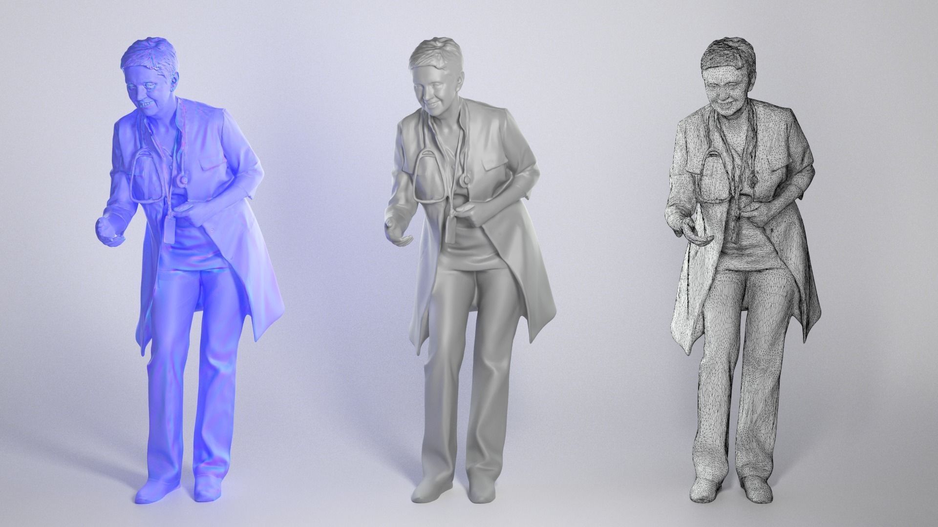 Female doctor bending over 268 Low-poly 3D model_3