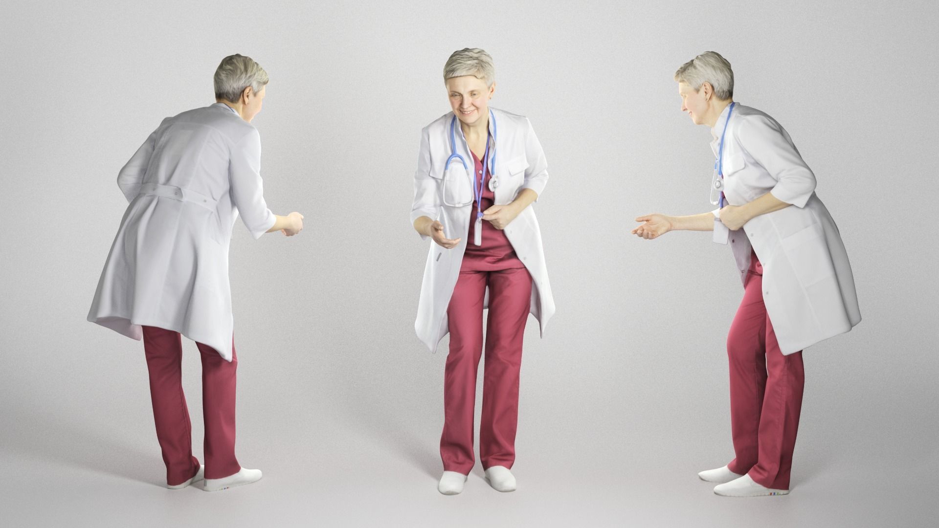 Female doctor bending over 268 Low-poly 3D model_2