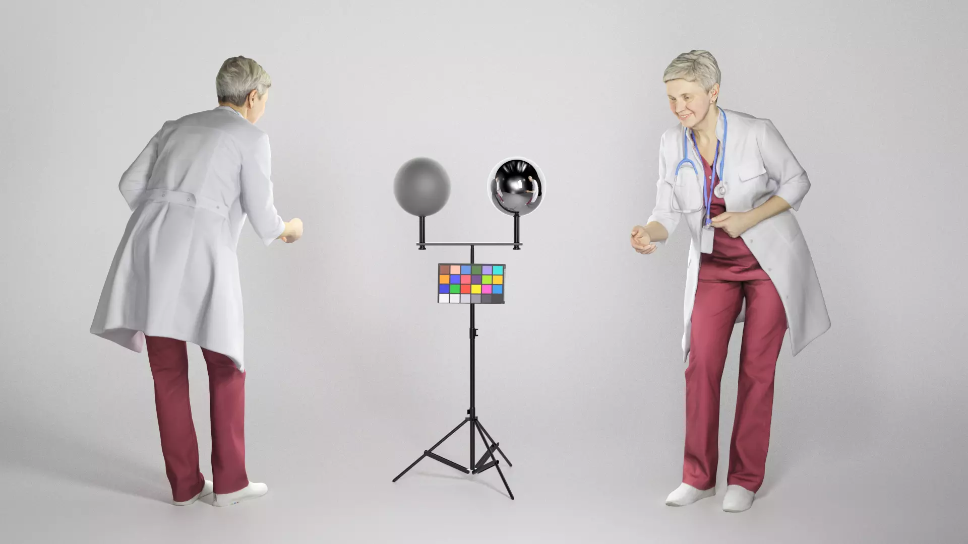 Female doctor bending over 268 Low-poly 3D model_0