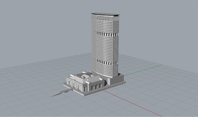 New York Metlife and Gran Central Station Building New York 3D print model