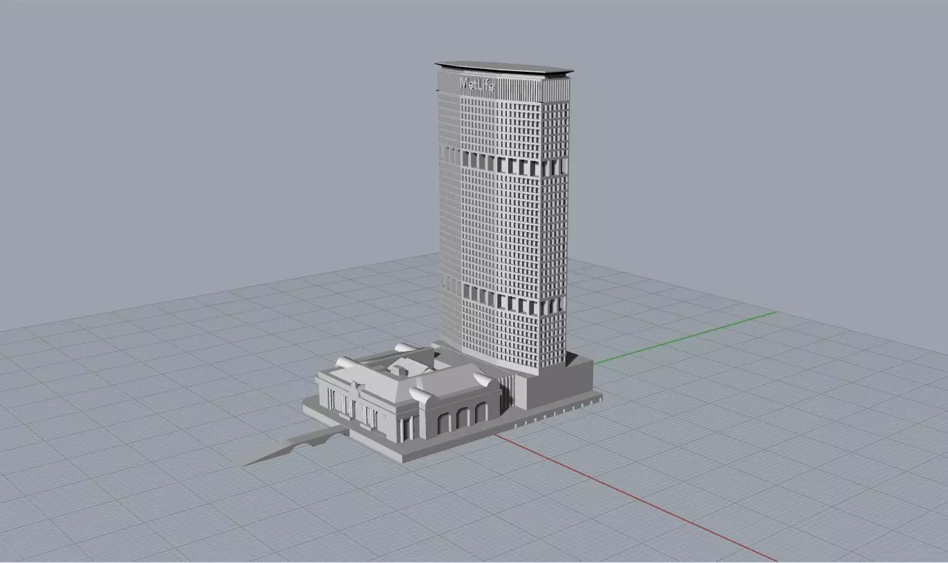 New York Metlife and Gran Central Station Building New York 3D print model_0