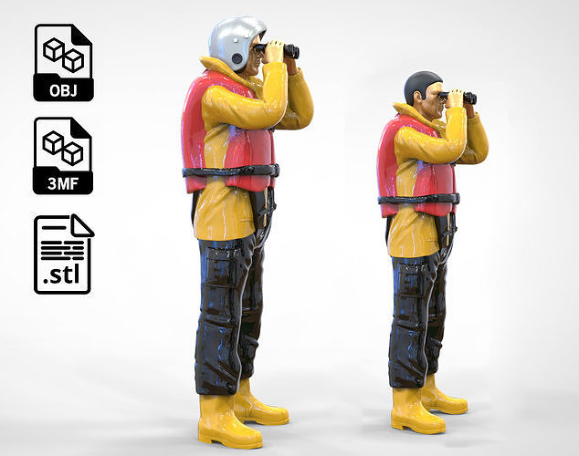 N3 Lifeboat Crew Volunteer RNLI Rescue crew 3D print model