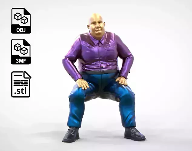 N1 Sitting Fat Man waiting or Spectator  3D print model