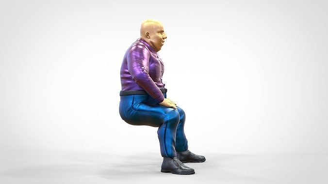 N1 Sitting Fat Man waiting or Spectator  3D print model 5