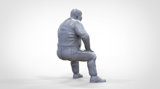 N1 Sitting Fat Man waiting or Spectator  3D print model 2