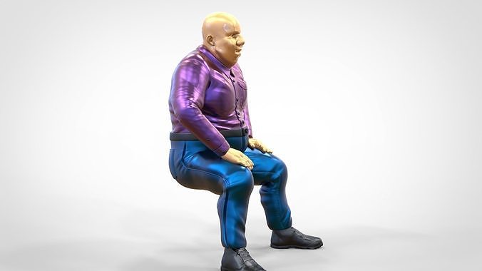 N1 Sitting Fat Man waiting or Spectator  3D print model 3