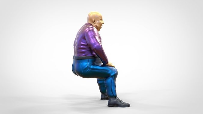 N1 Sitting Fat Man waiting or Spectator  3D print model 6