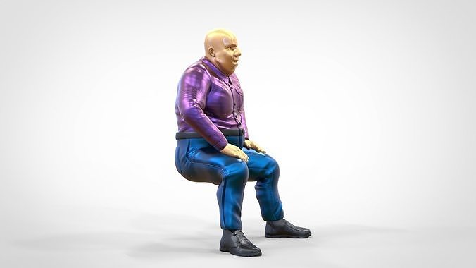 N1 Sitting Fat Man waiting or Spectator  3D print model 4