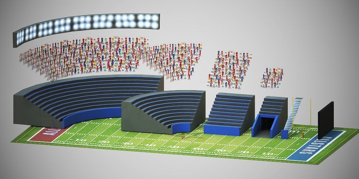 Low poly Football Stadium Low-poly 3D model_9