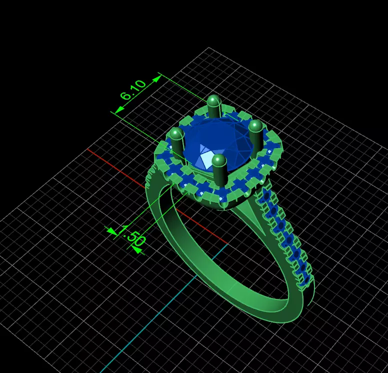 solitaire engagement ring with sapphires 3D print model_0