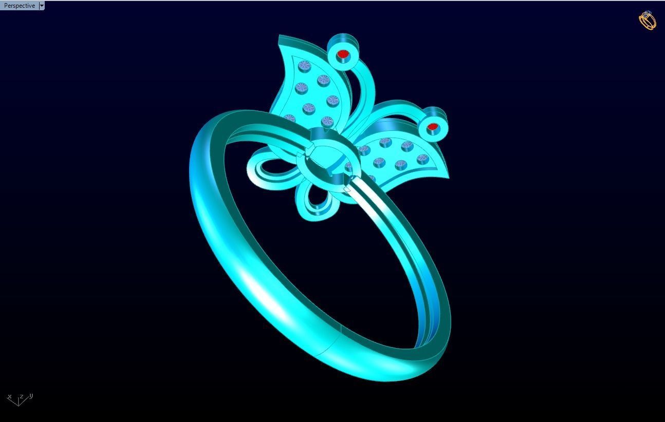 Butterfly rings 3D print model_6