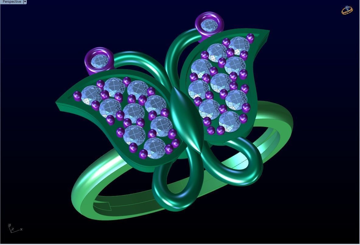 Butterfly rings 3D print model_3