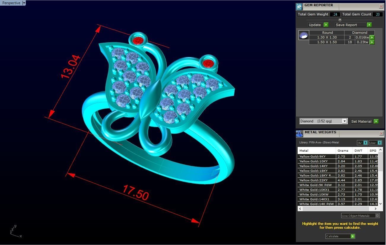 Butterfly rings 3D print model_5