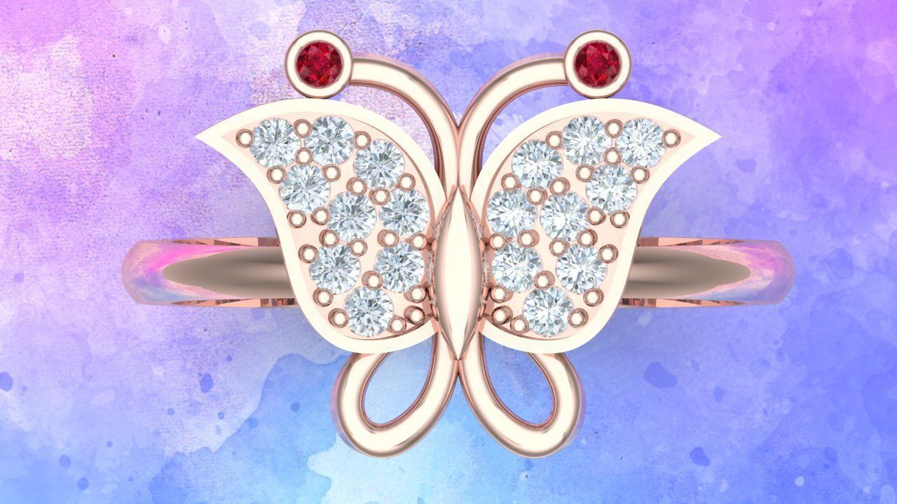 Butterfly rings 3D print model_2