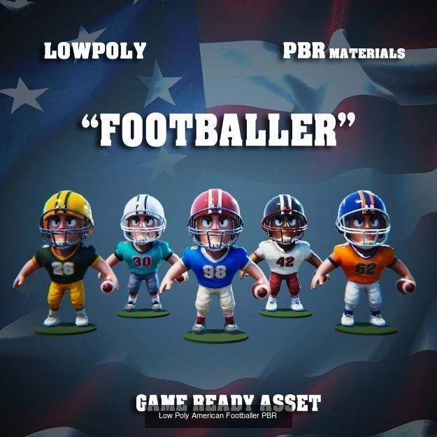 Low poly American football game models 3D Model Collection_6