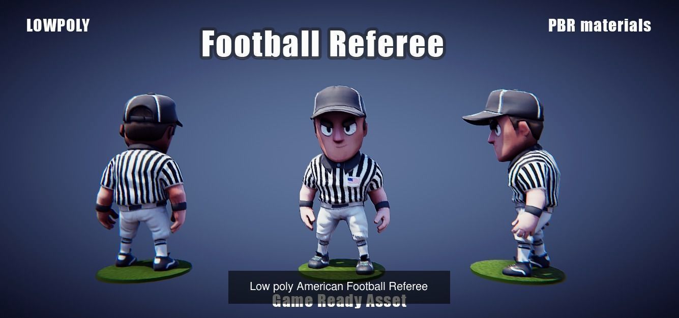 Low poly American football game models 3D Model Collection_7