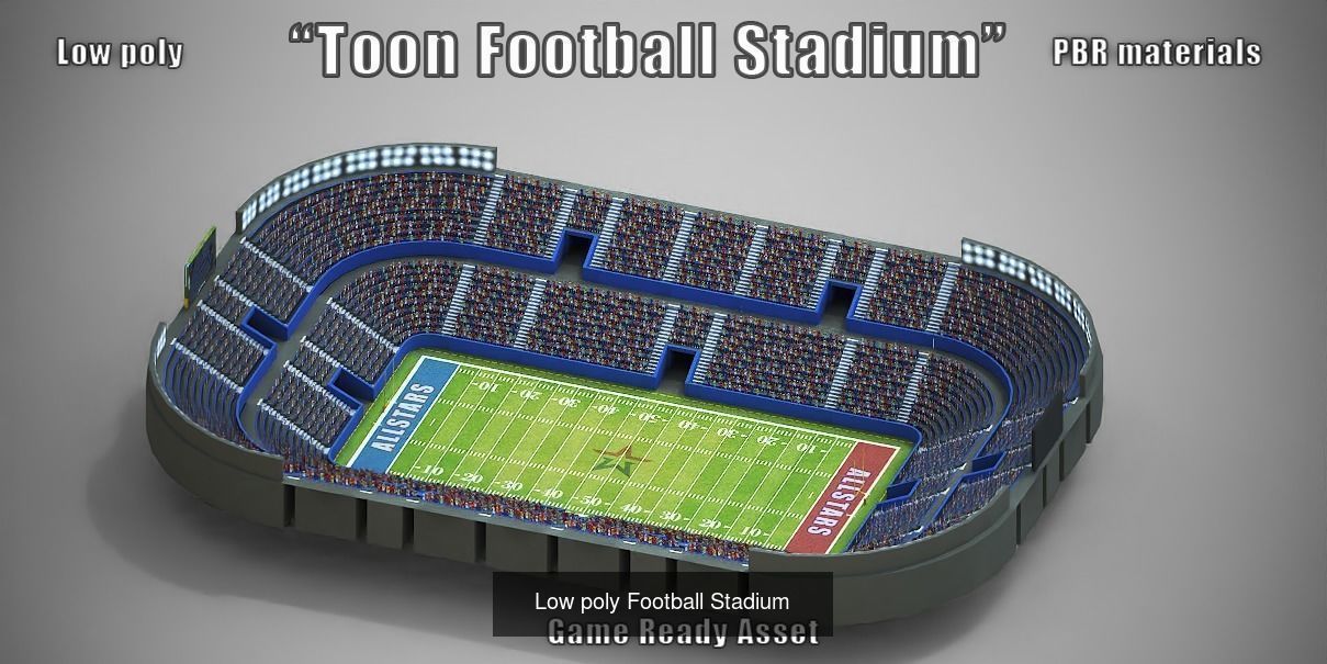 Low poly American football game models 3D Model Collection_8