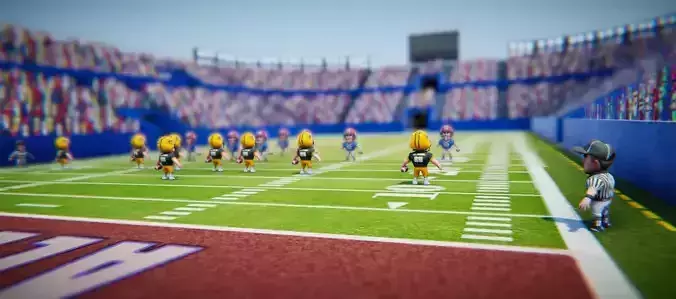 Low poly American football game models 3D Model Collection