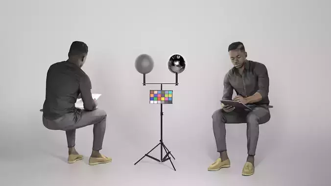 Sitting young man writing 275 Low-poly 3D model