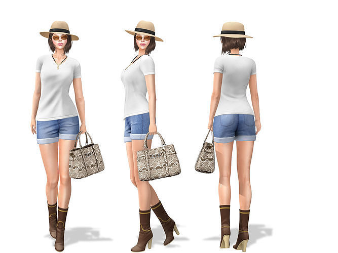 Summer Street Fashion Outfit Low-poly 3D model