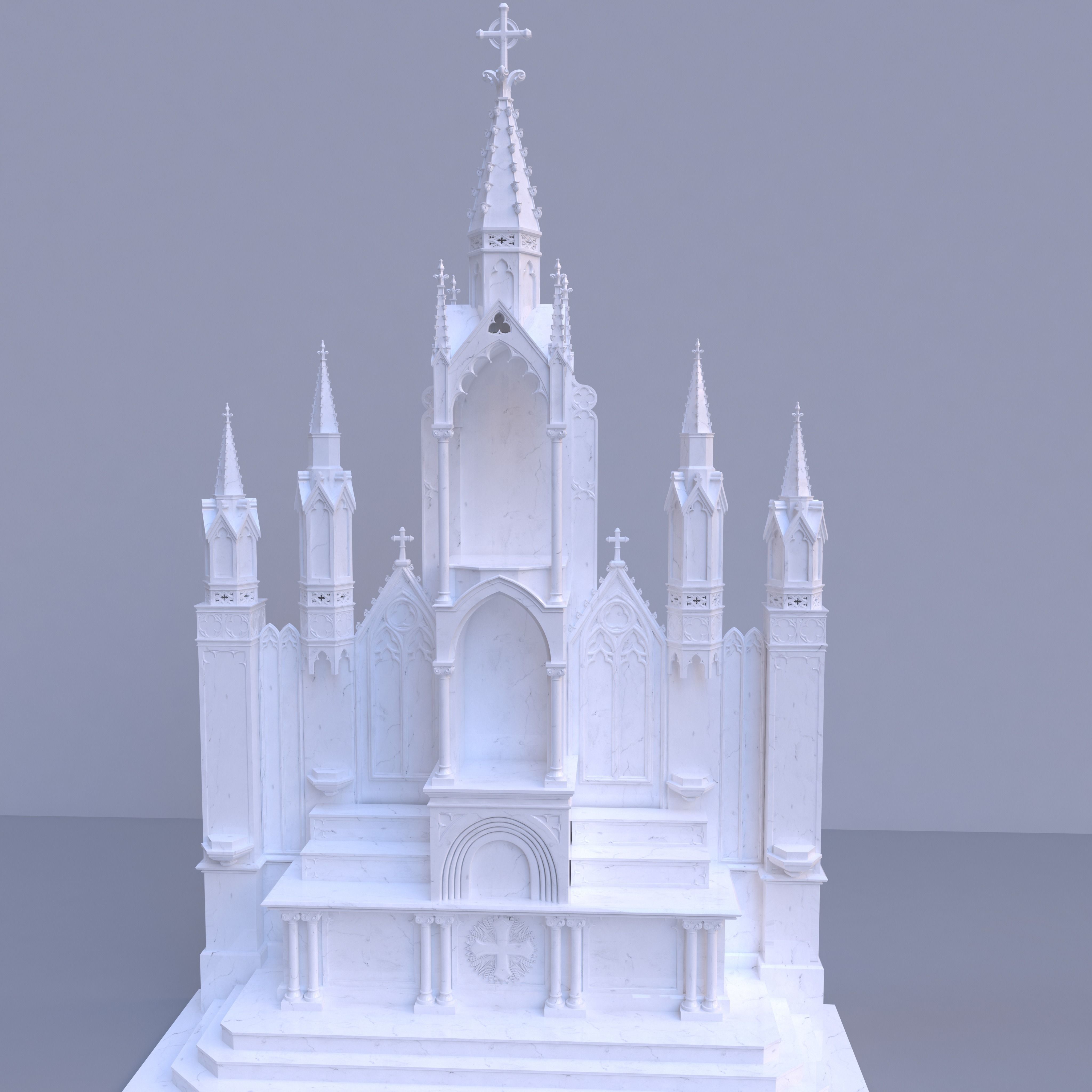 Large Gothic Altar 3D model_9