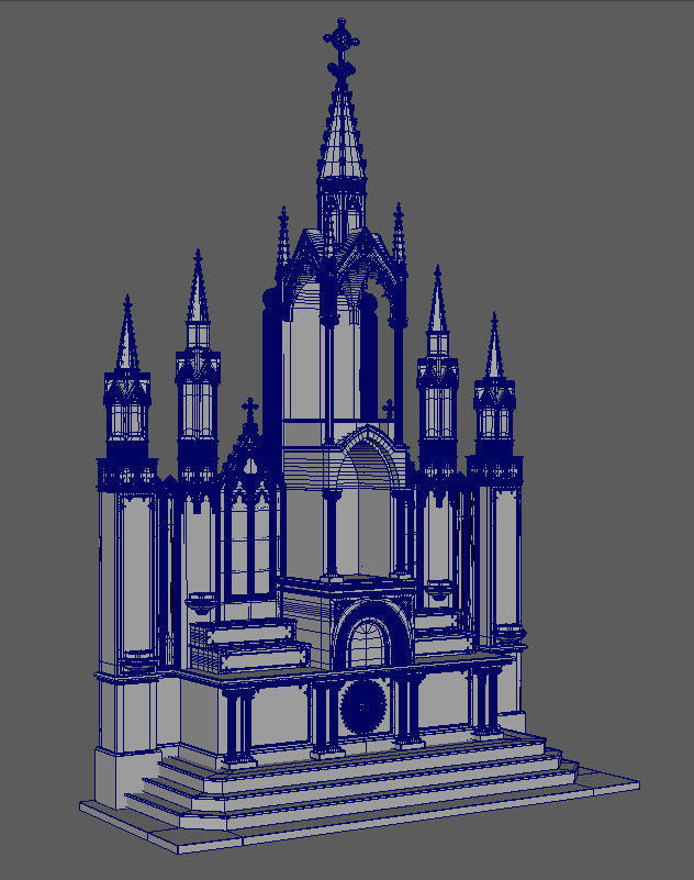 Large Gothic Altar 3D model_6