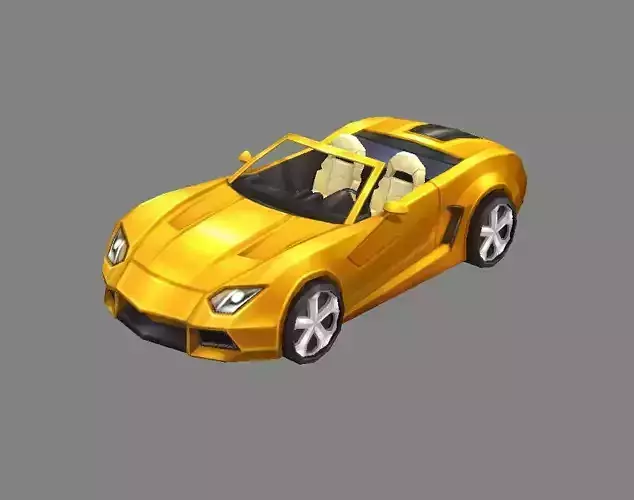 Cartoon golden sports car Low-poly 3D model