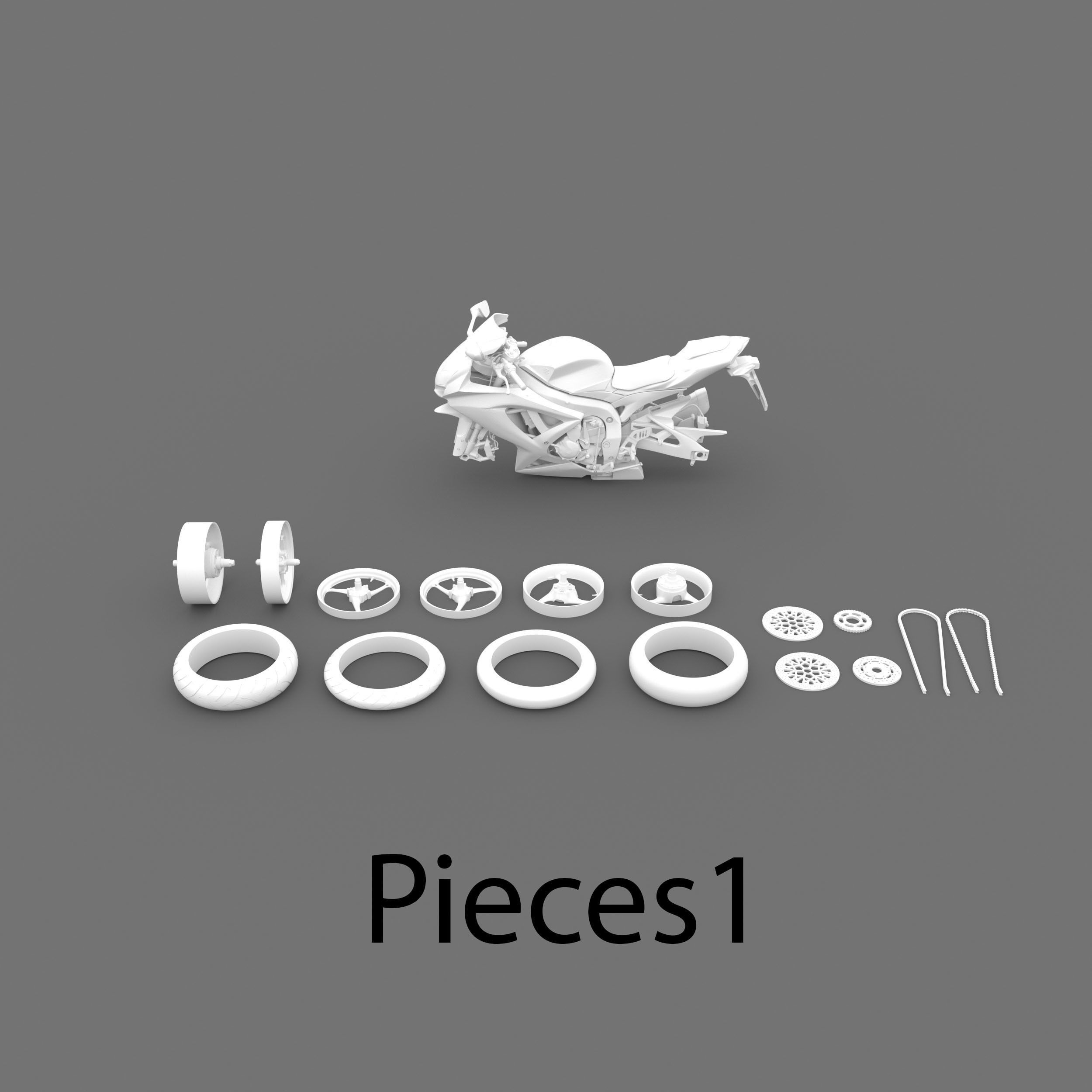 Suzuki GSX-R600 K9 Sport Bike Ready to Print STL File 3D print model_17