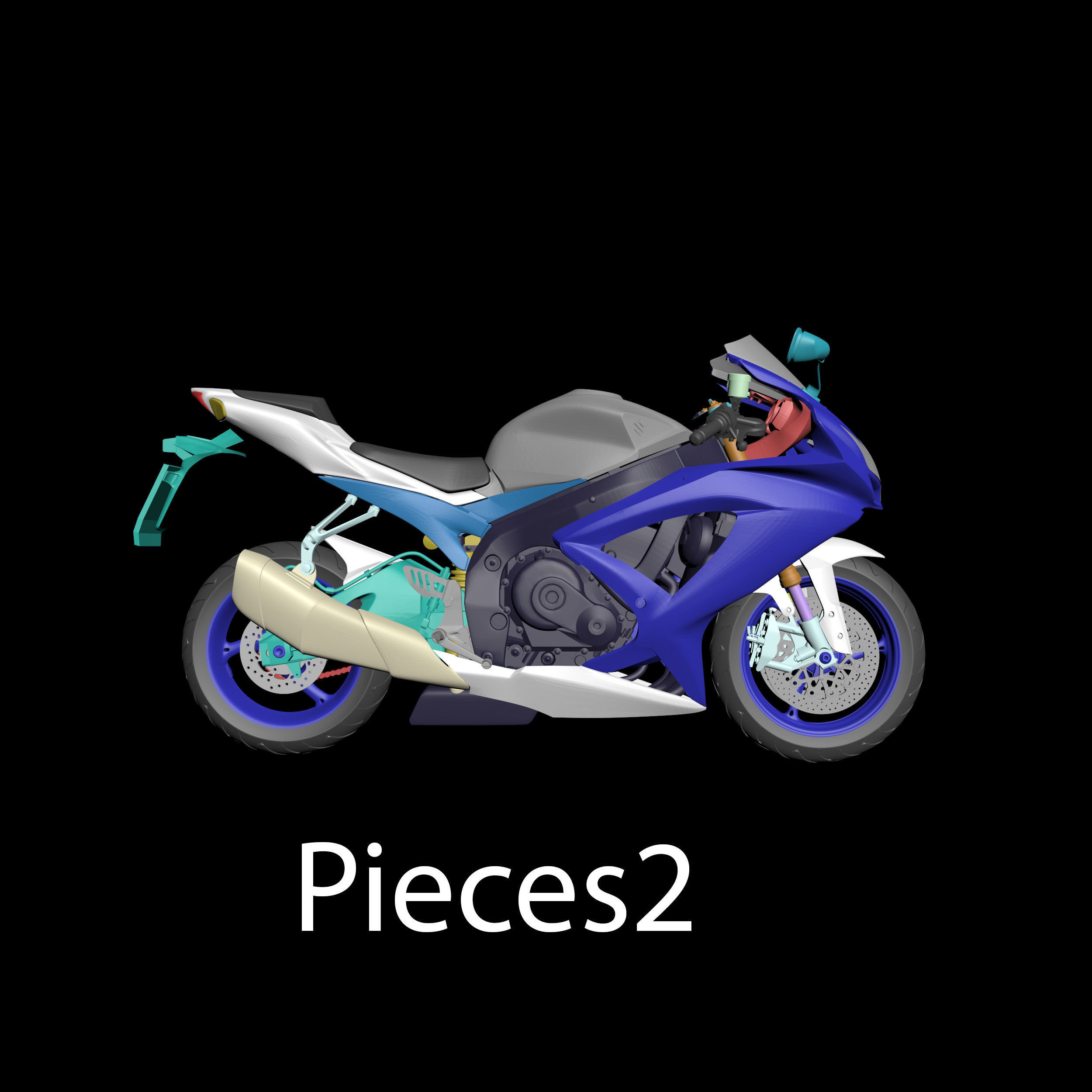 Suzuki GSX-R600 K9 Sport Bike Ready to Print STL File 3D print model_13