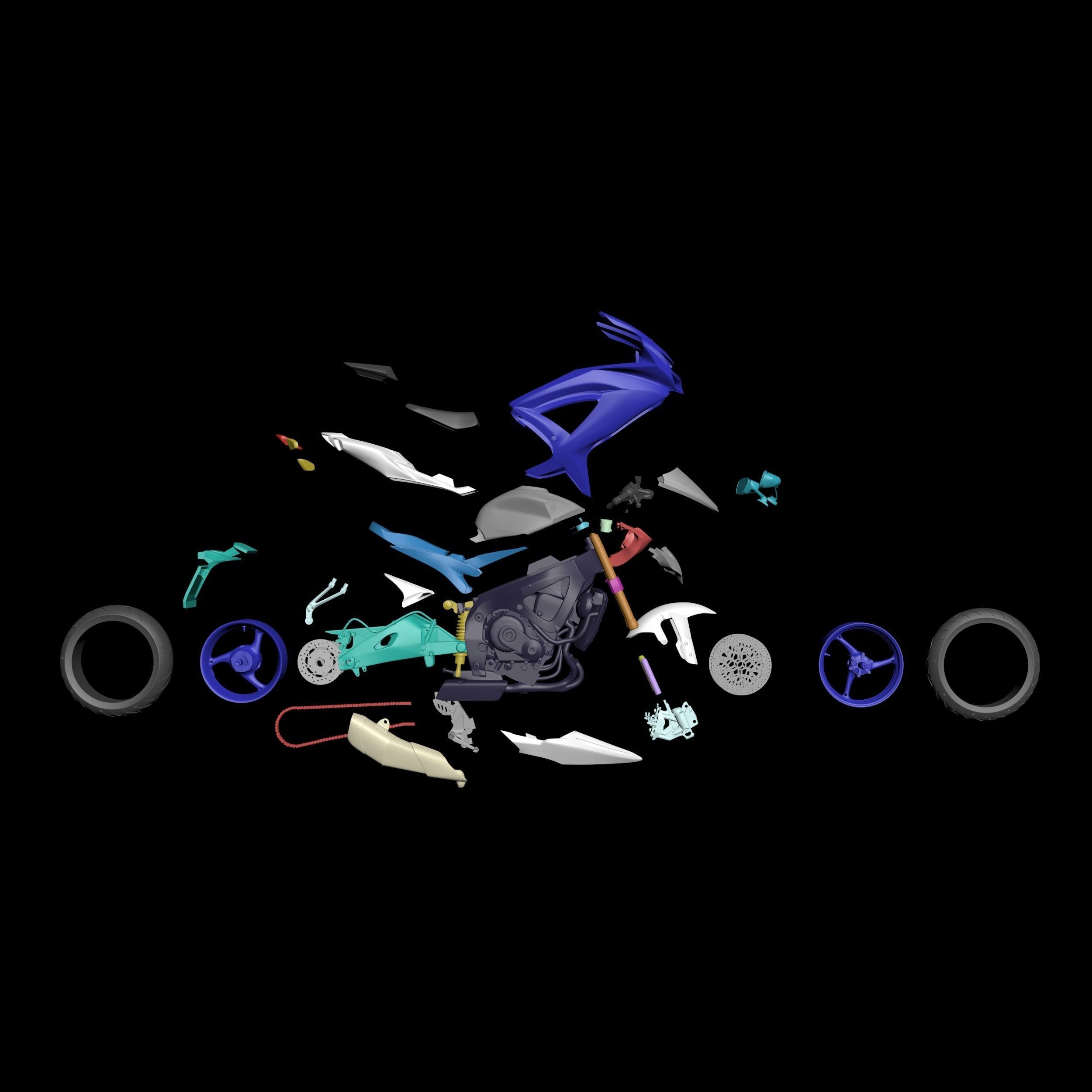 Suzuki GSX-R600 K9 Sport Bike Ready to Print STL File 3D print model_12