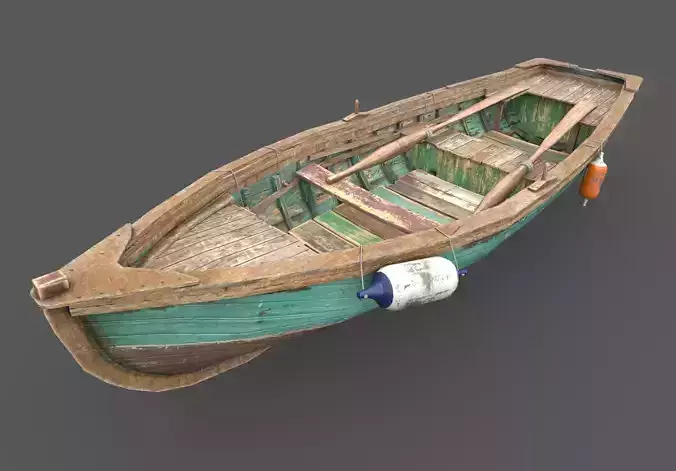Painted Wooden Boat 3D model