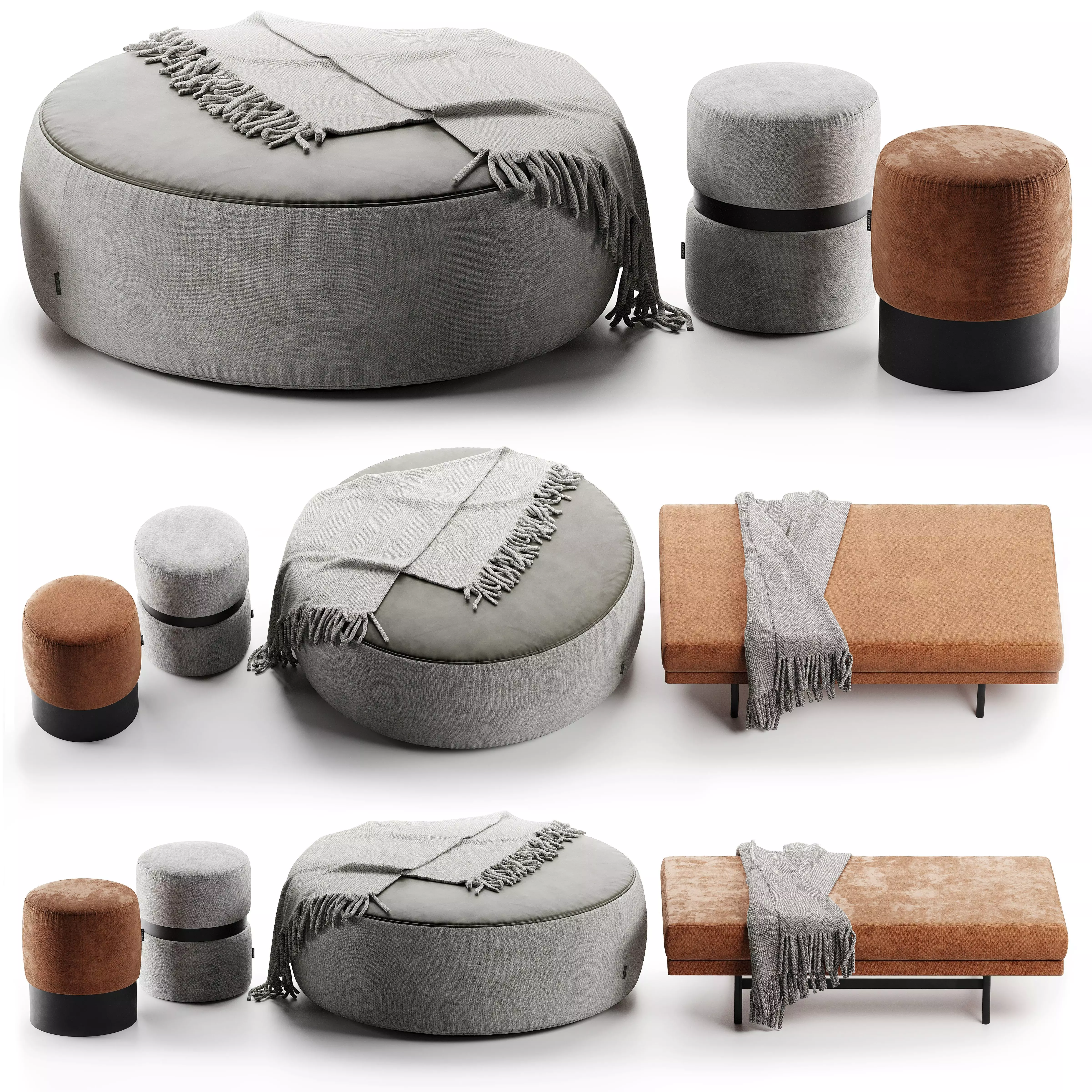 Set Pouf Laskasas 3D model