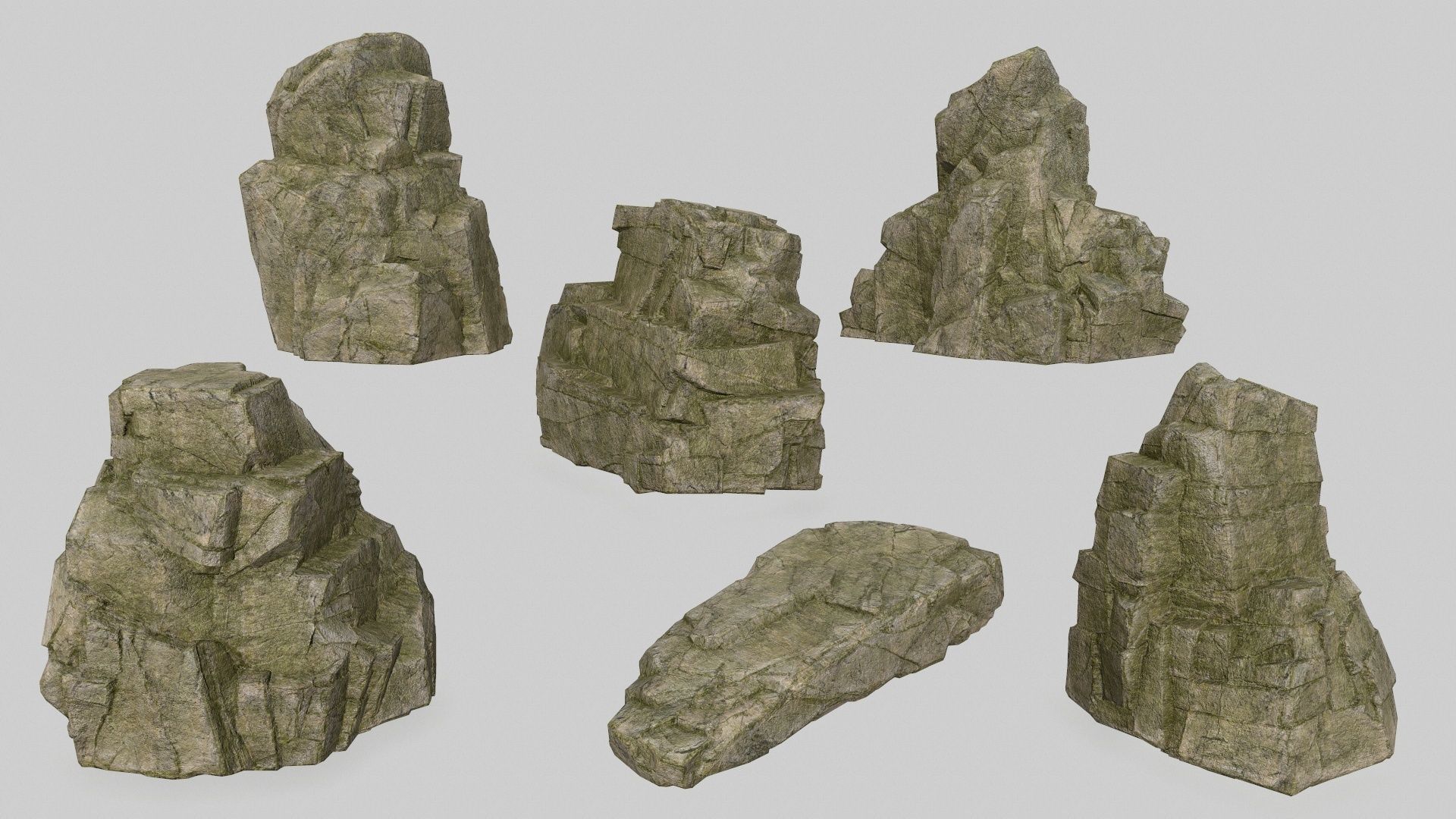Rock Set Low-poly 3D model_2