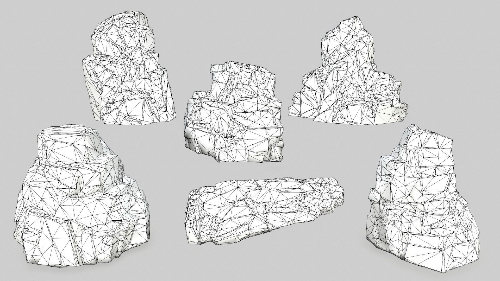Rock Set Low-poly 3D model_23
