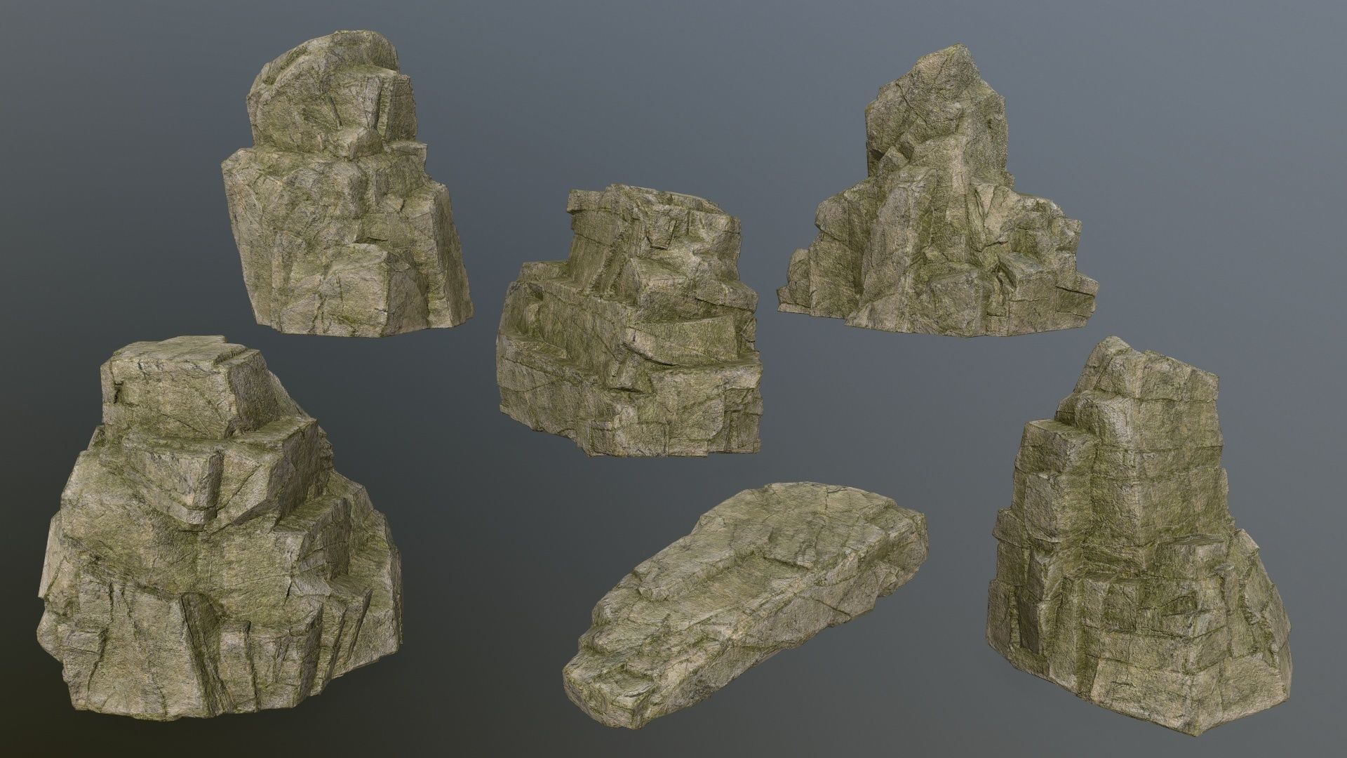 Rock Set Low-poly 3D model_1