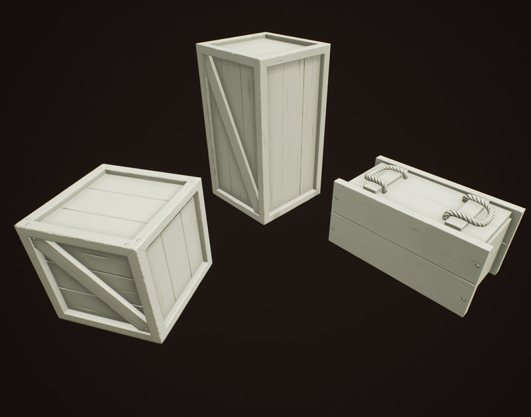 Western Wooden Boxes Low-poly 3D model_9