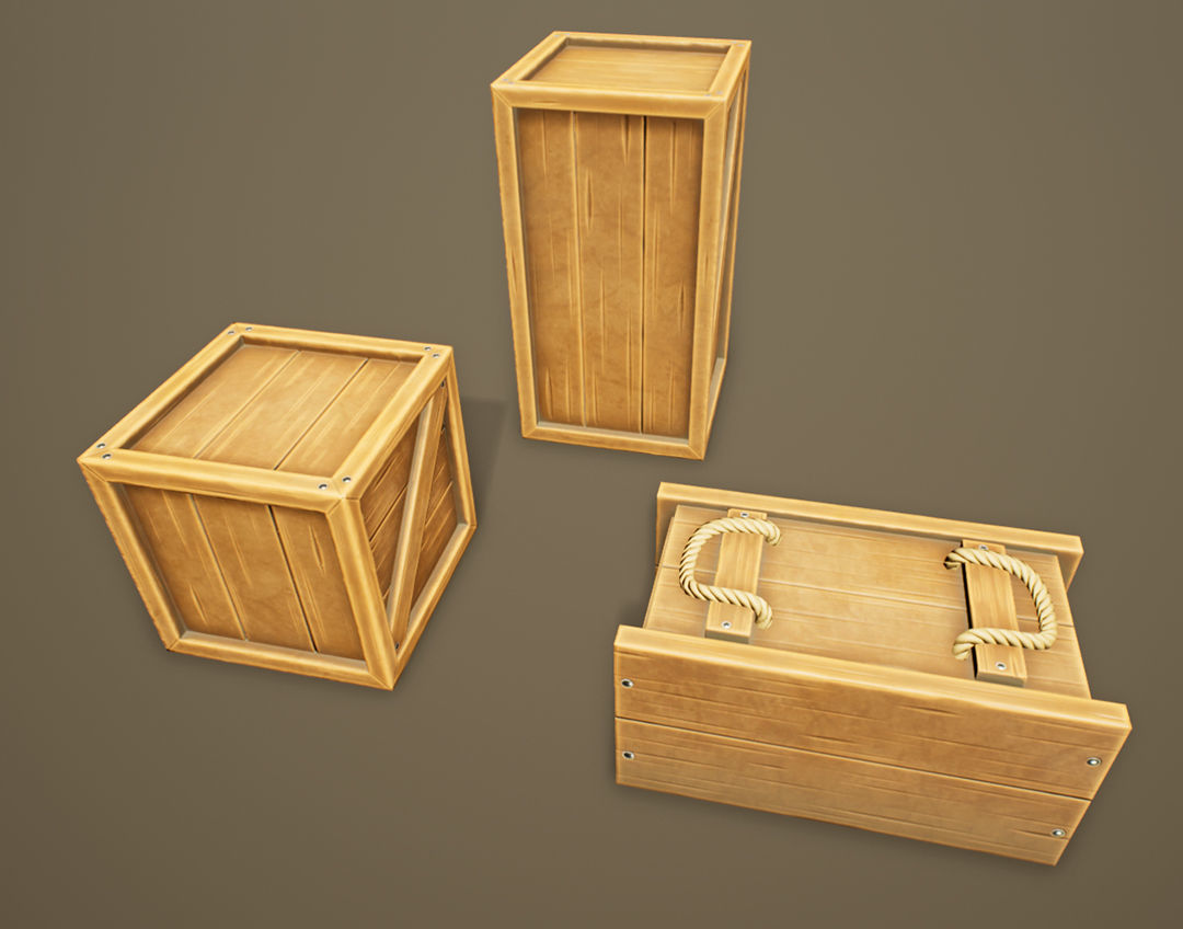 Western Wooden Boxes Low-poly 3D model_3