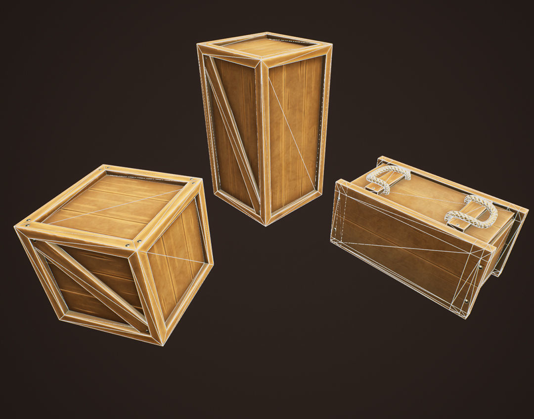 Western Wooden Boxes Low-poly 3D model_8