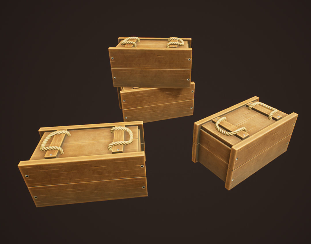 Western Wooden Boxes Low-poly 3D model_7