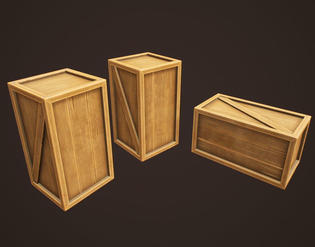 Western Wooden Boxes Low-poly 3D model_2