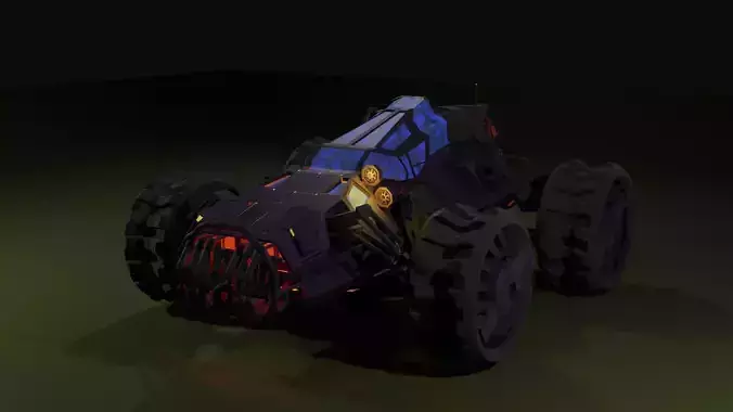buggy futuristic vehicle Low-poly 3D model