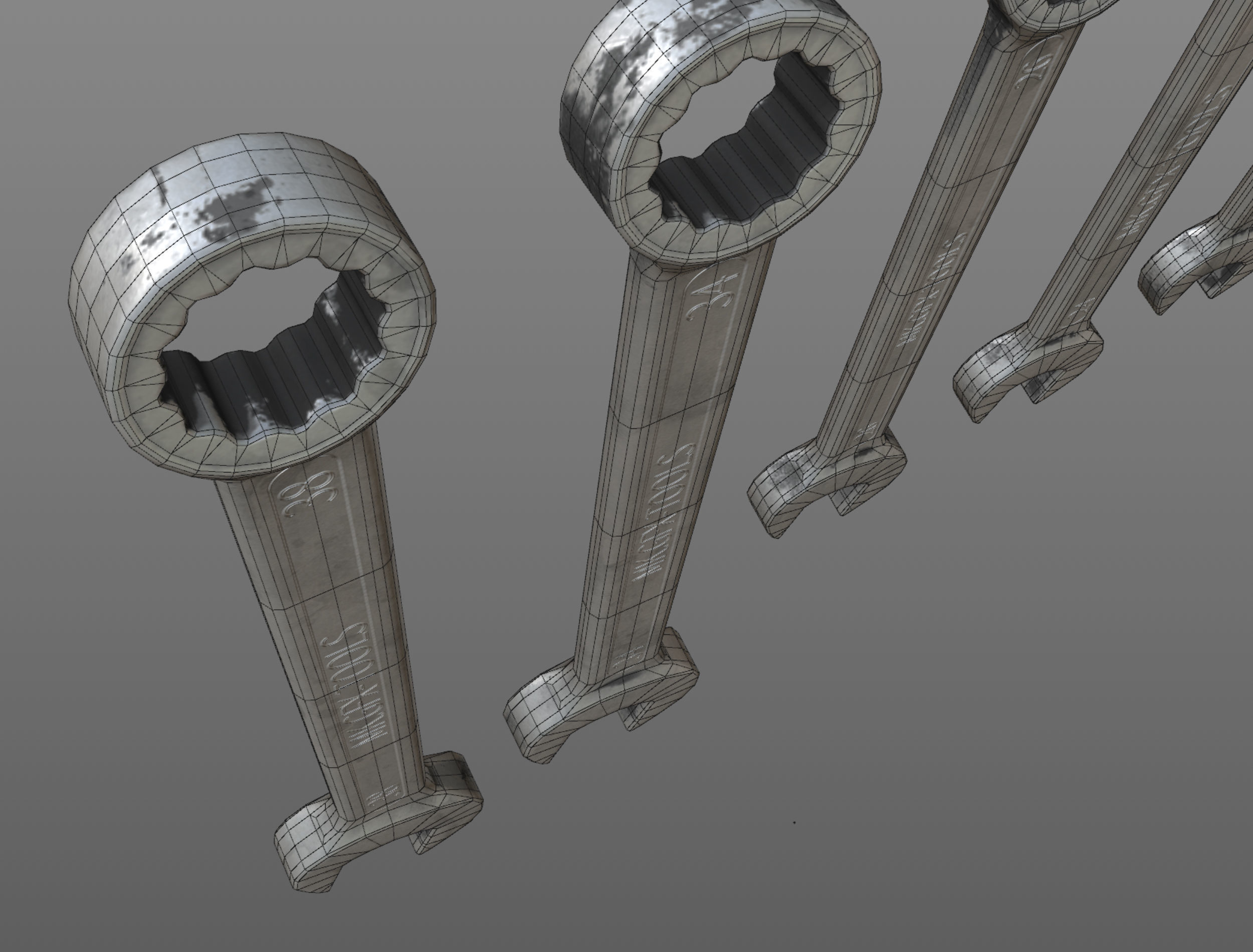 Spanner set of wrenches Low-poly 3D model_6
