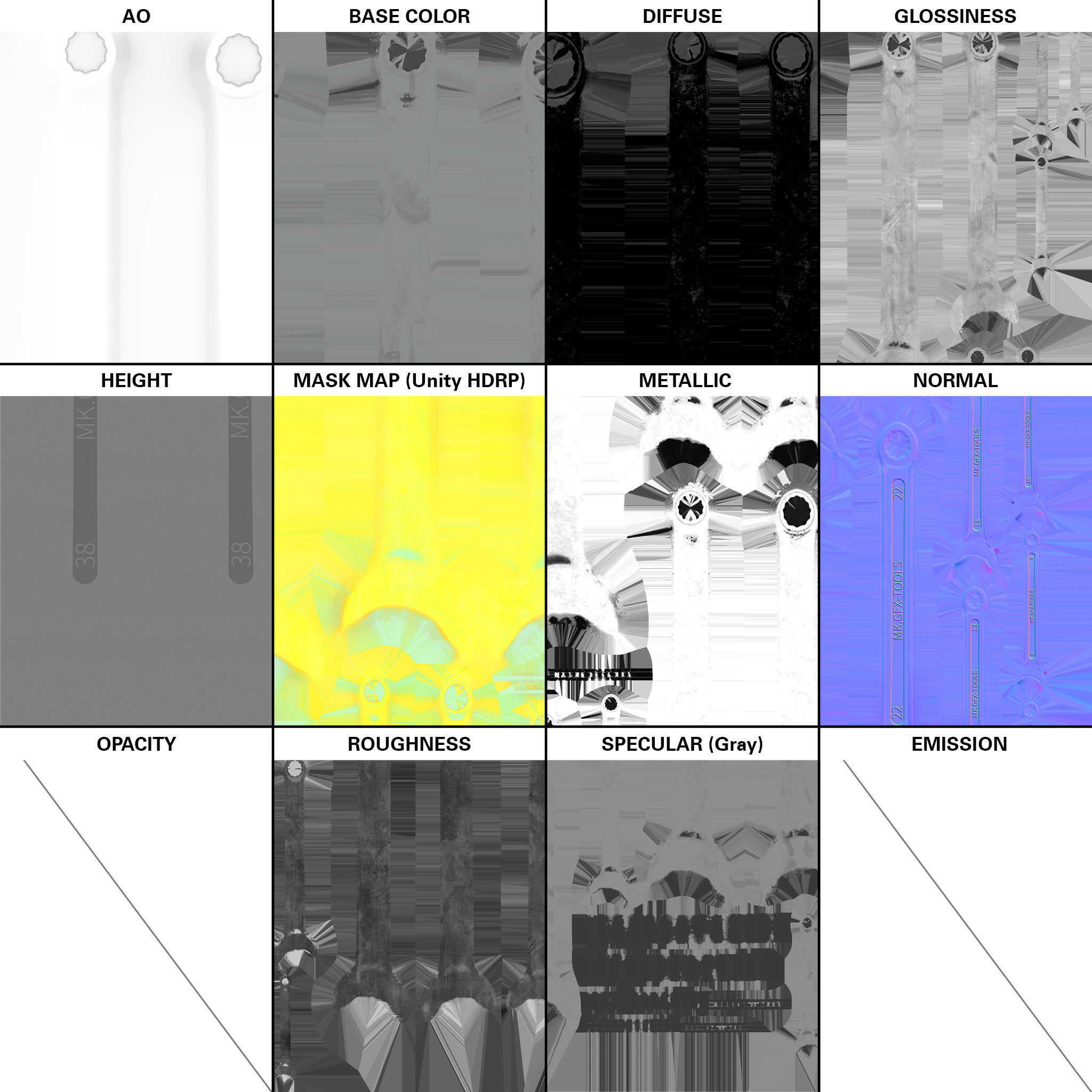 Spanner set of wrenches Low-poly 3D model_7