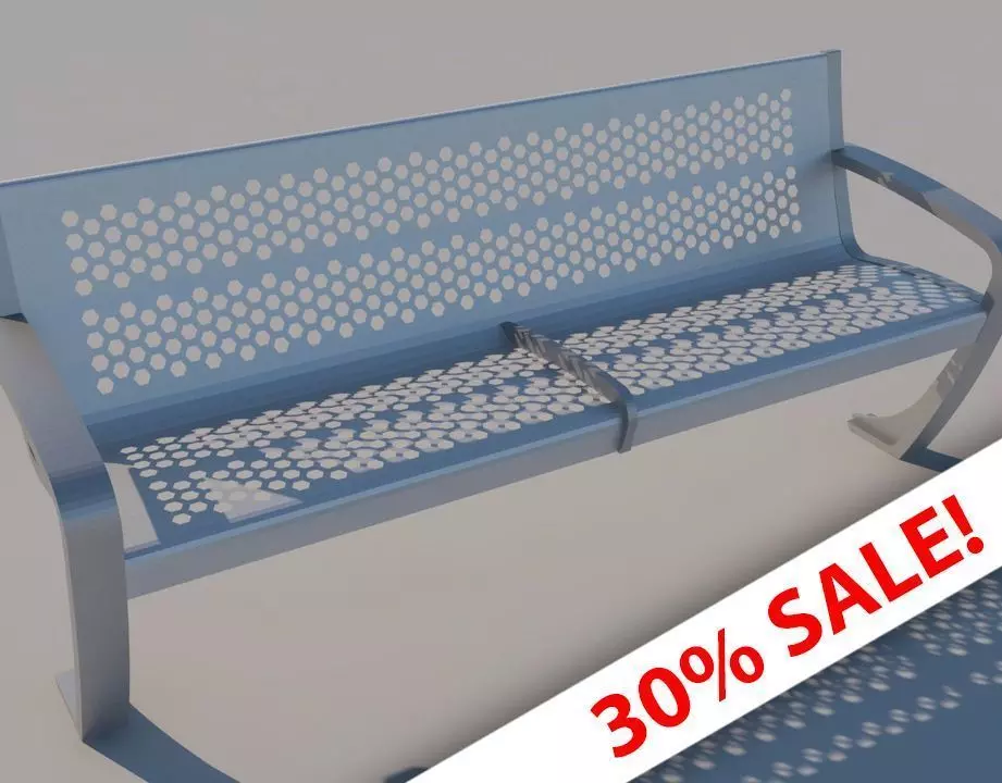 Metal outdoor bench Low-poly 3D model