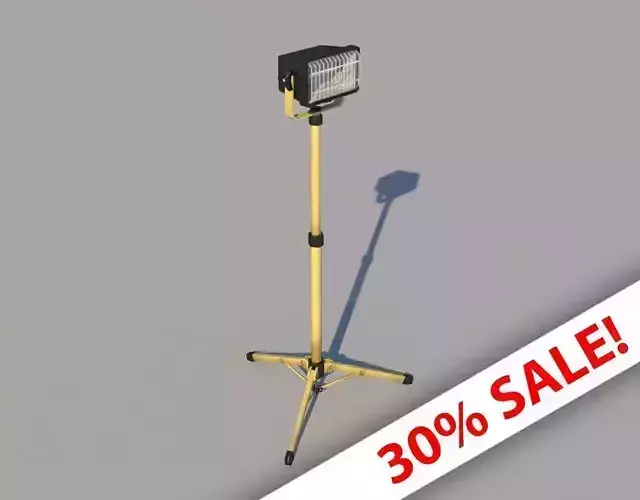 Static Halogen Work Light Low-poly 3D model
