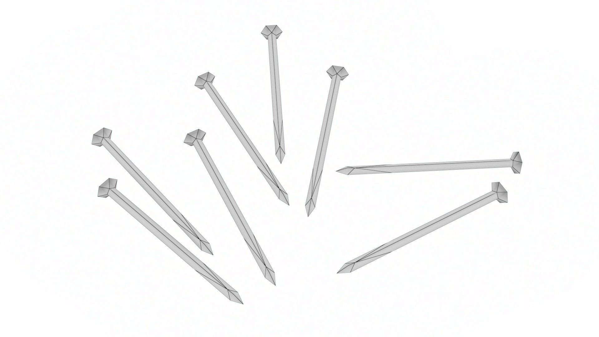 Worker tool set - Hammer Nails Tape Measure Low-poly 3D model_27